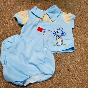 Vintage infant boy 1950s Blue Mouse Suit